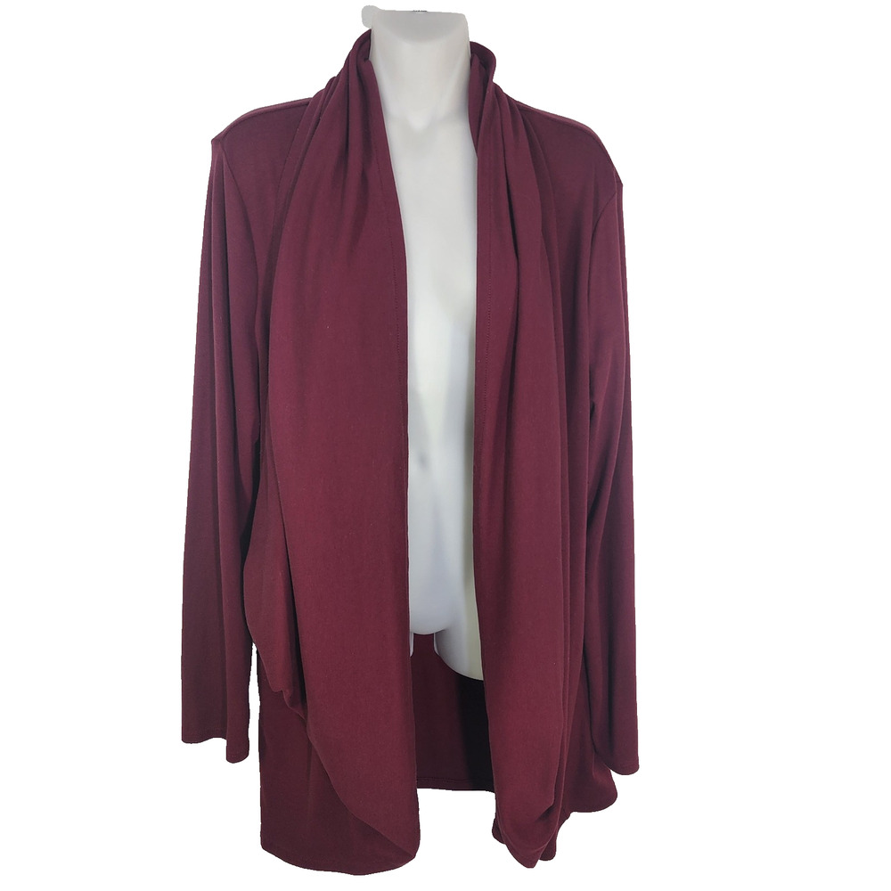 Pure Jill Bordeaux Cardigan Women XL Multi-Way Wrap Sweater Maroon Draped 174661